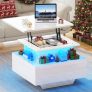 YITAHOME Coffee Table with Lift Top, 60x60x45cm, High Gloss