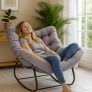 Oversized Outdoor Egg Rocking Chair with Cushion for Garden