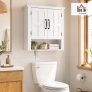 HOMCOM Bathroom Wall Cabinet Storage Cabinet, White